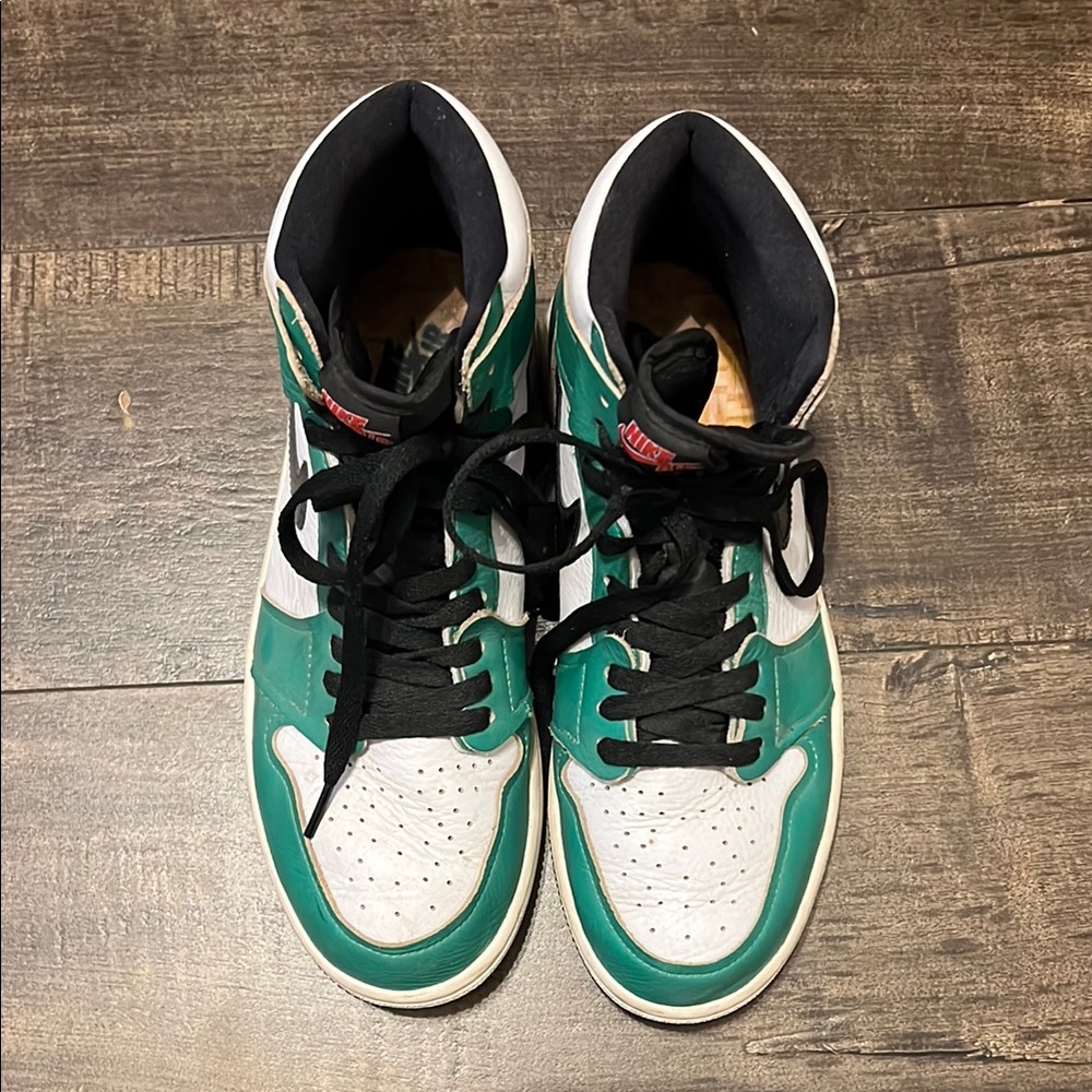 Nike Green and White High-Top Sneakers Classic Design